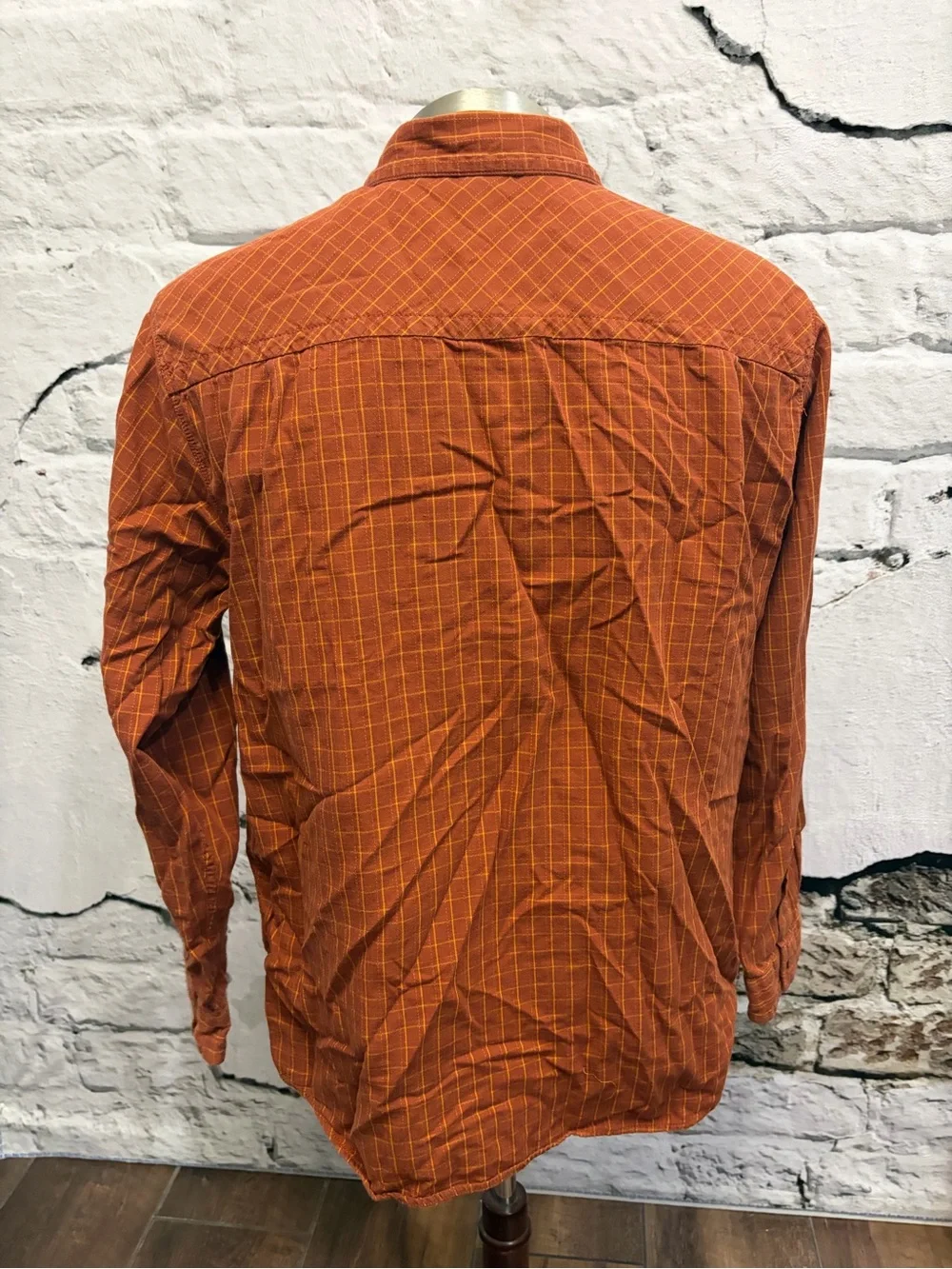 The North Face Burnt Orange Plaid Long Sleeve Shirt Cotton